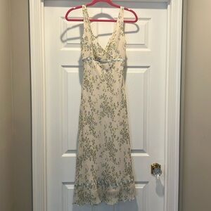 Nicole Miller Collection 100 percent silk off white floral midi dress size 4